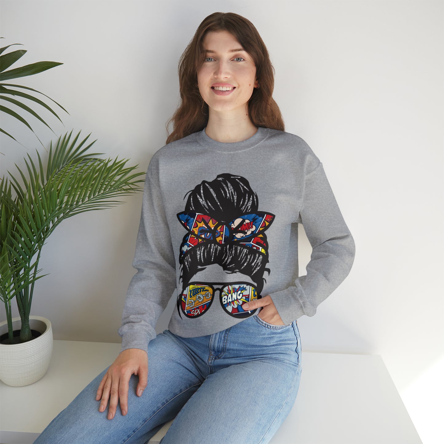 Messy Mom Bun Unisex Heavy Blend™ Crewneck Sweatshirt