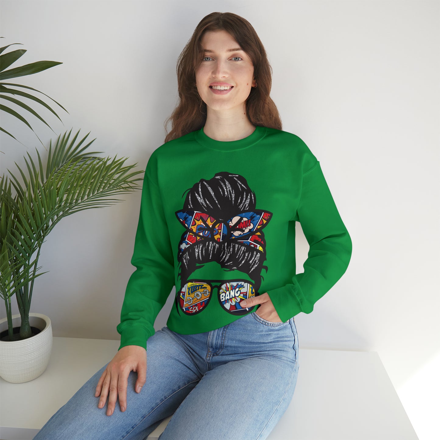 Messy Mom Bun Unisex Heavy Blend™ Crewneck Sweatshirt