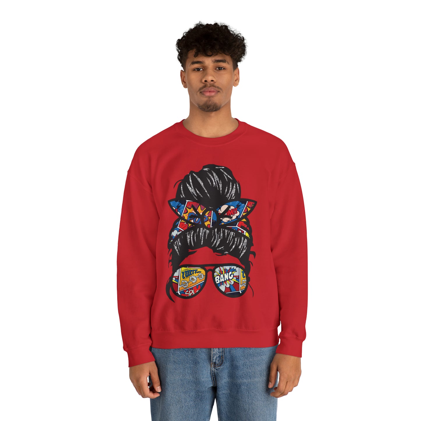 Messy Mom Bun Unisex Heavy Blend™ Crewneck Sweatshirt
