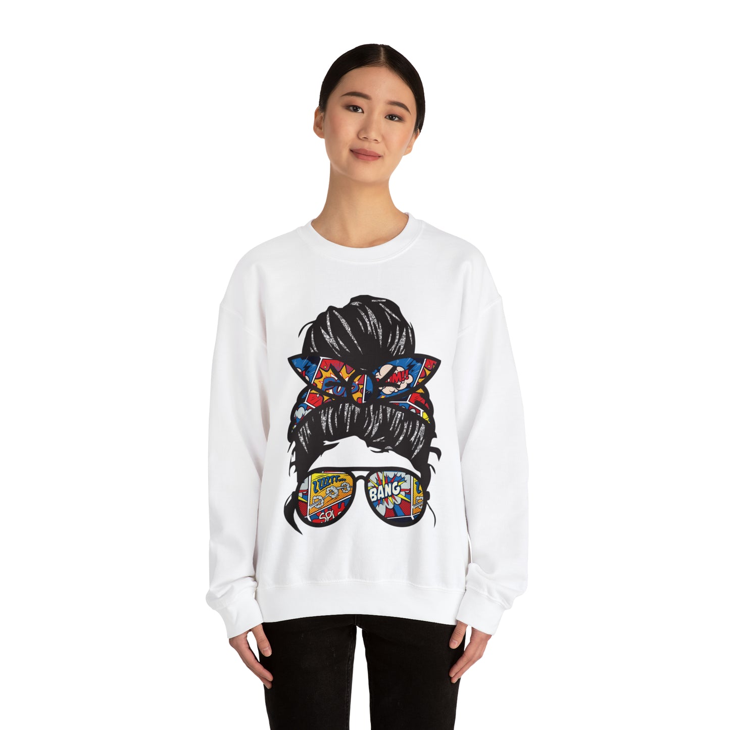 Messy Mom Bun Unisex Heavy Blend™ Crewneck Sweatshirt