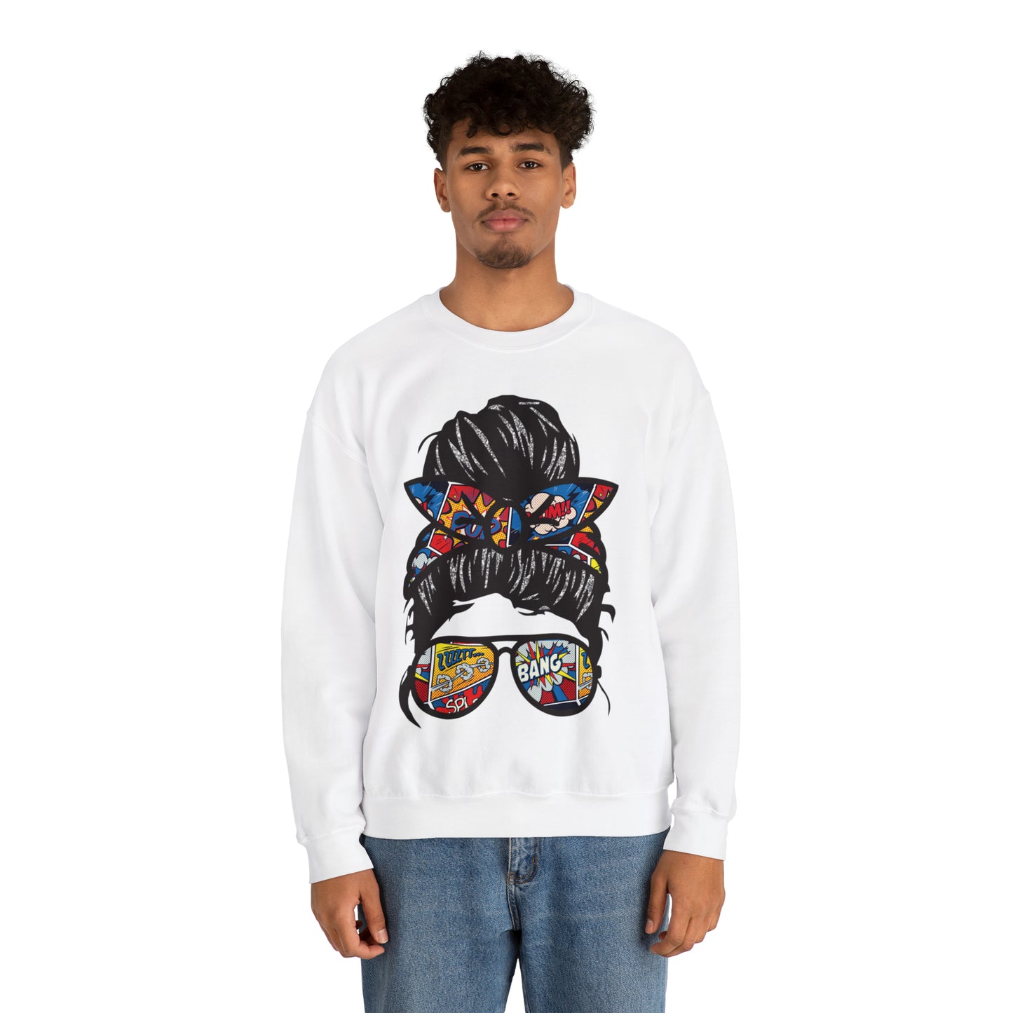 Messy Mom Bun Unisex Heavy Blend™ Crewneck Sweatshirt