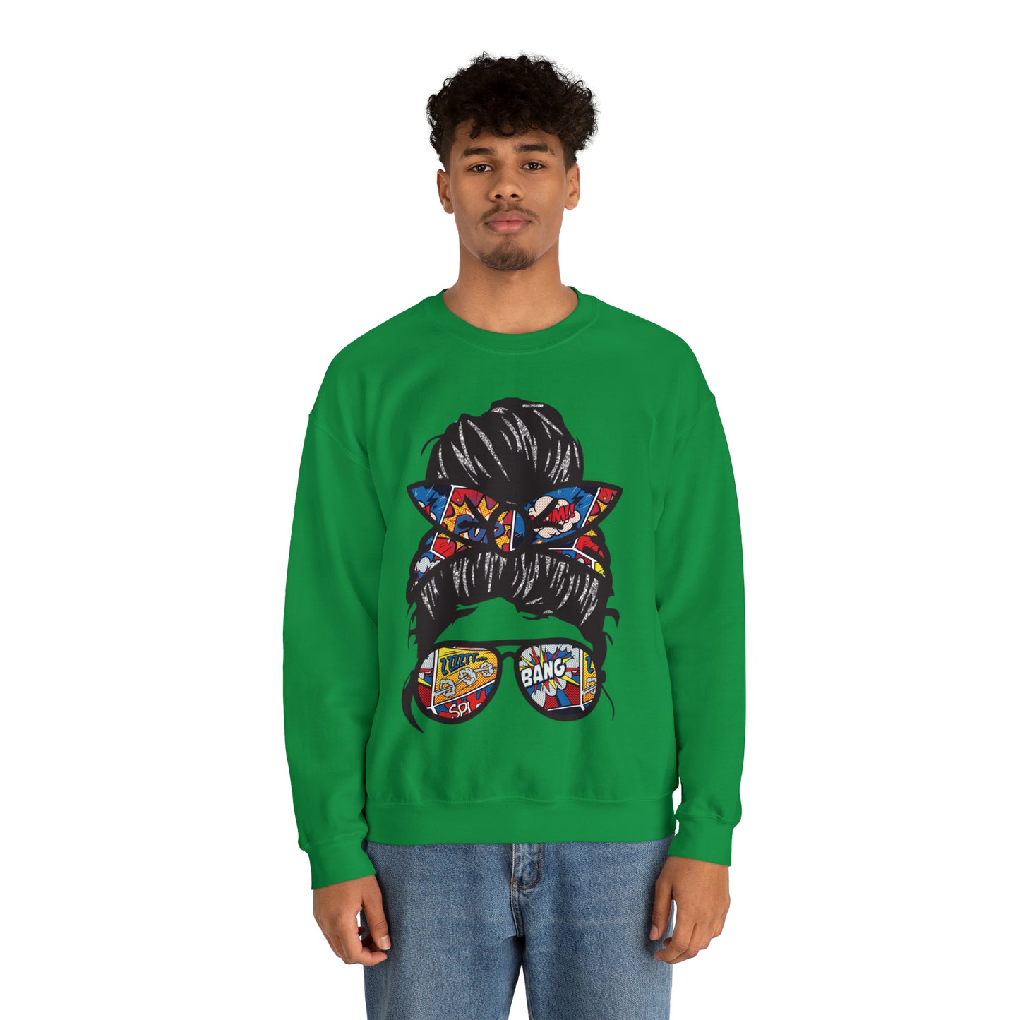 Messy Mom Bun Unisex Heavy Blend™ Crewneck Sweatshirt