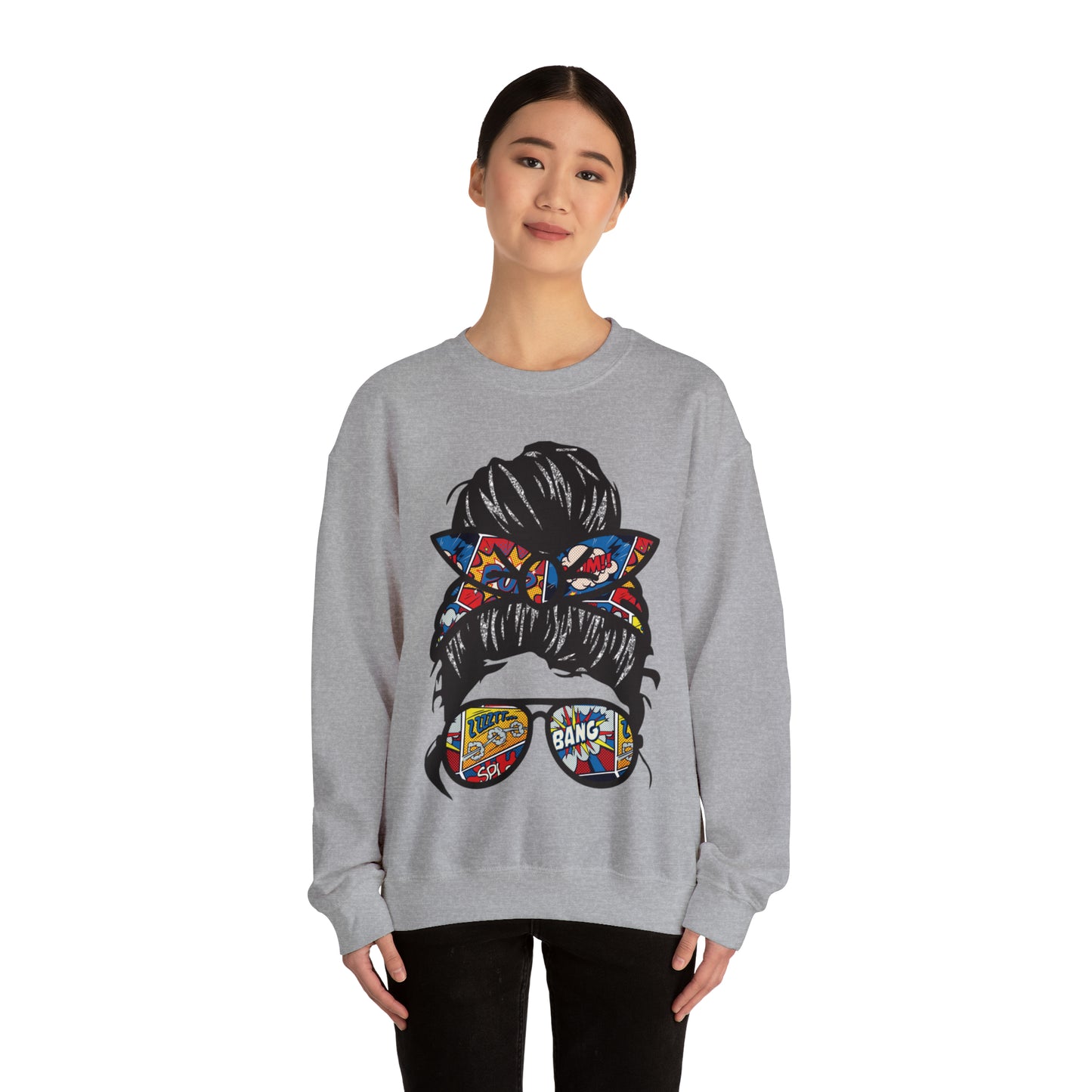 Messy Mom Bun Unisex Heavy Blend™ Crewneck Sweatshirt