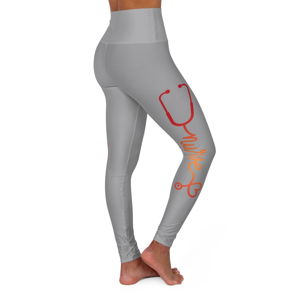 Nurse Heart High Waisted Yoga Leggings (Grey)