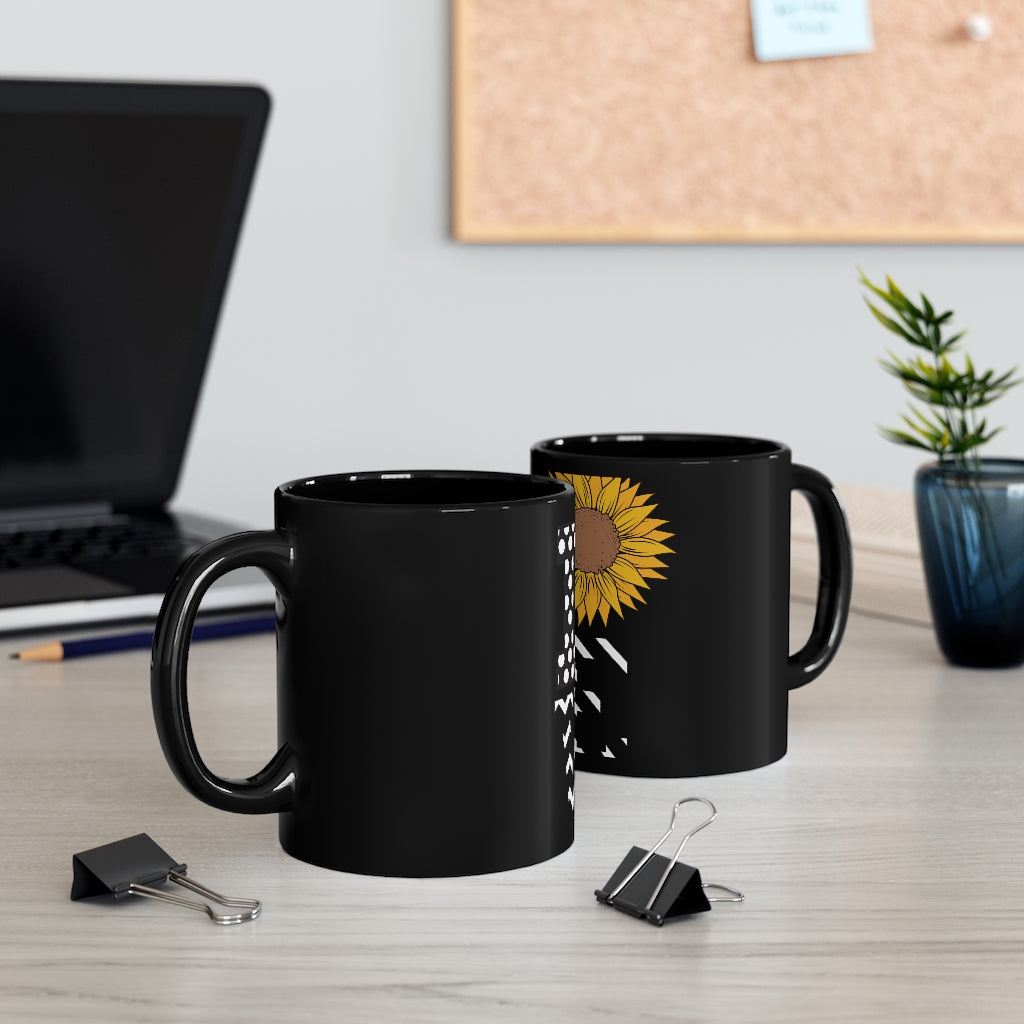 LOVE Flower 11oz Black Mug
