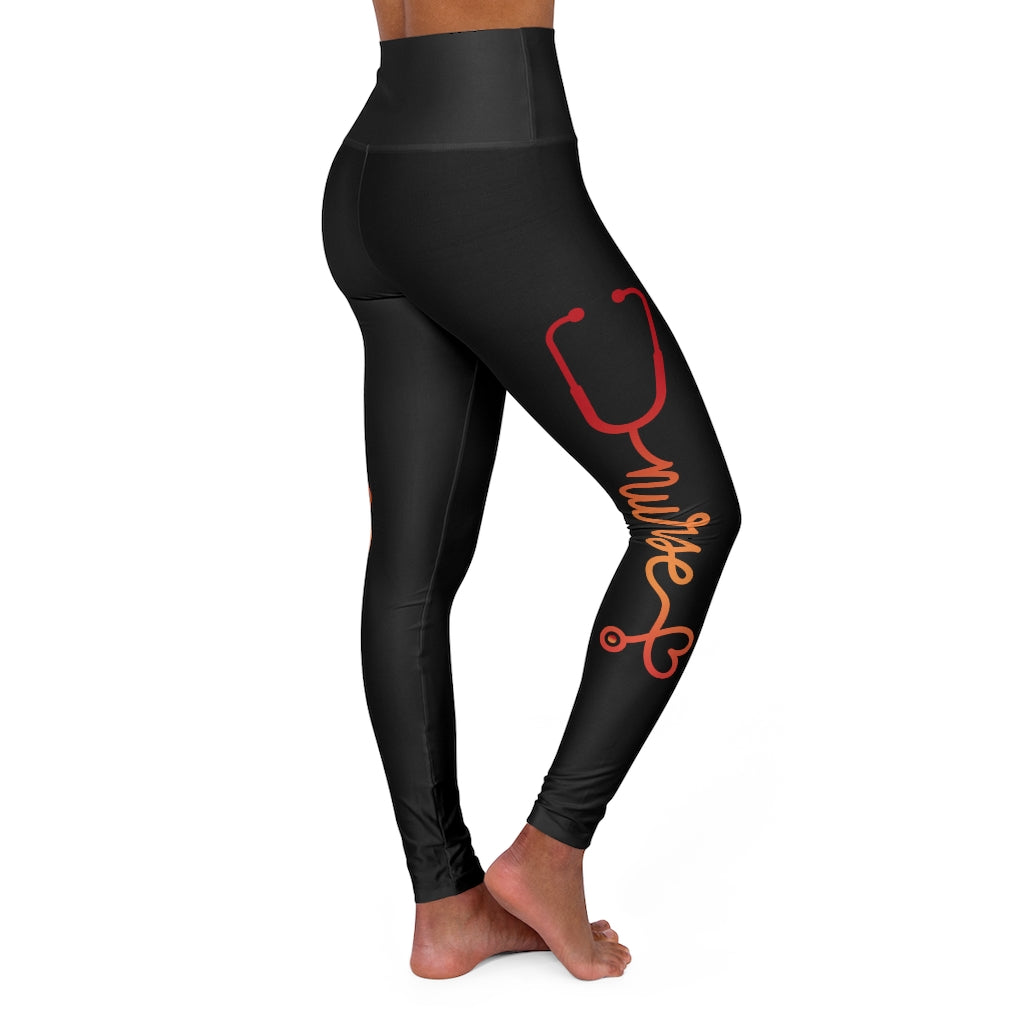 Nurse Heart High Waisted Yoga Leggings (Black)