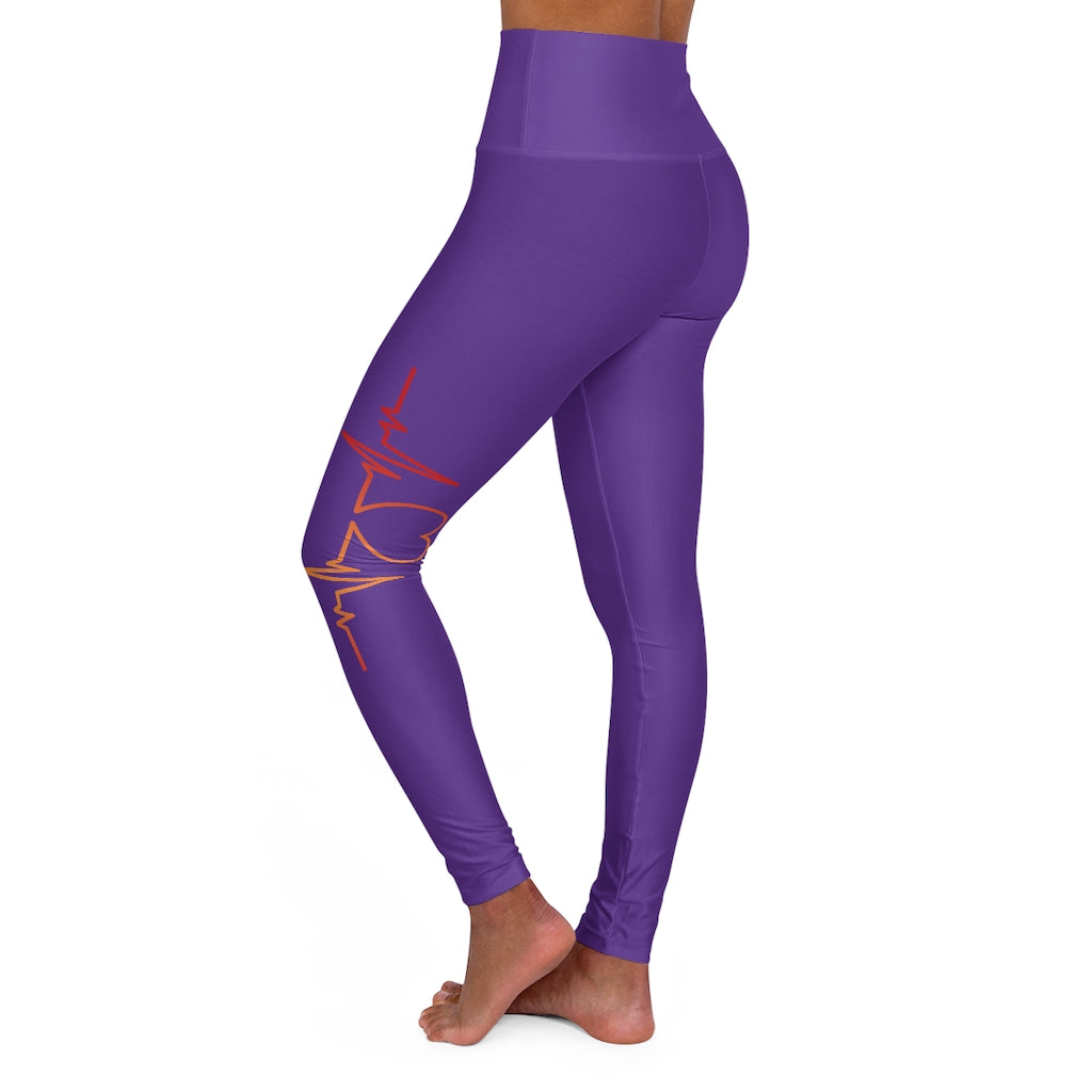 Nurse Heart High Waisted Yoga Leggings (Purple)