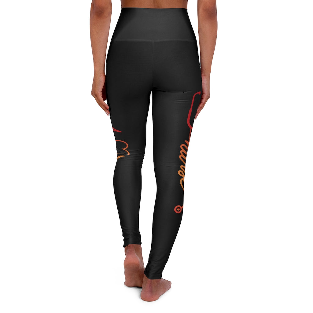 Nurse Heart High Waisted Yoga Leggings (Black)