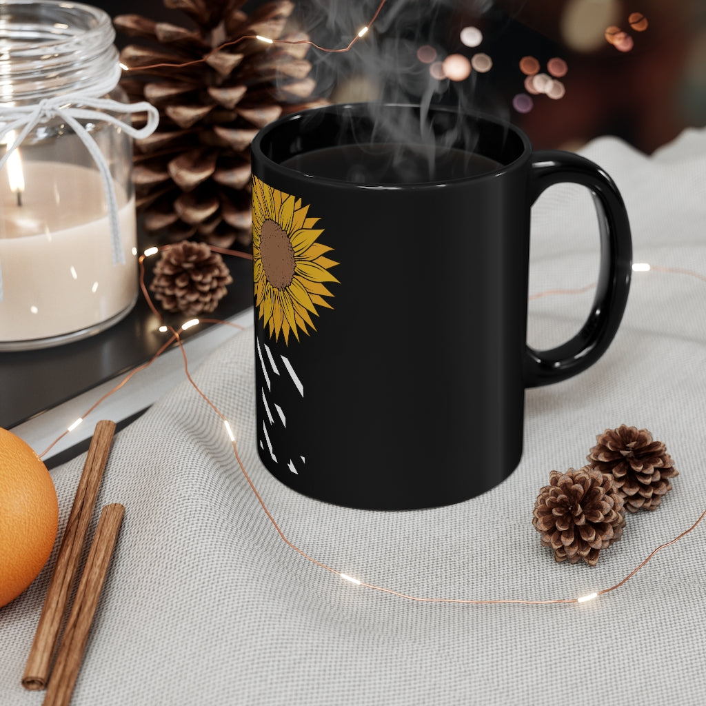 LOVE Flower 11oz Black Mug