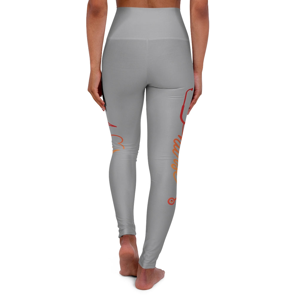 Nurse Heart High Waisted Yoga Leggings (Grey)