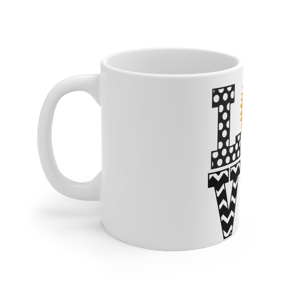 LOVE Sunflower Ceramic Mug 11oz- White