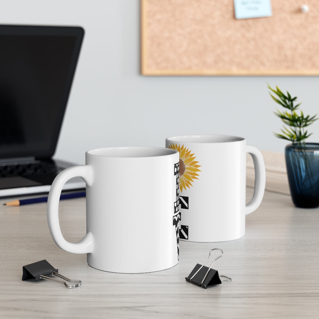 LOVE Sunflower Ceramic Mug 11oz- White