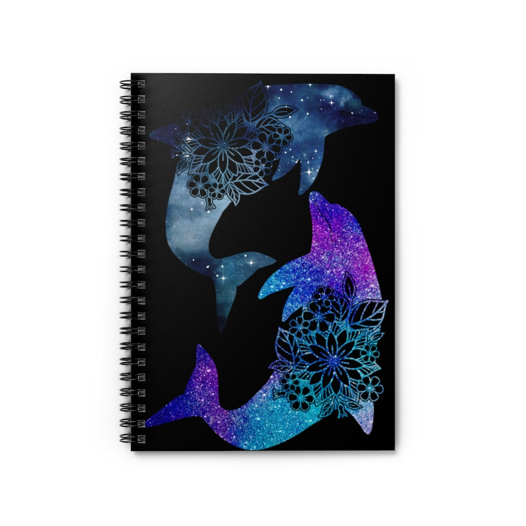 Dolphins Spiral Notebook Black - Ruled Line