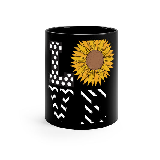 LOVE Flower 11oz Black Mug