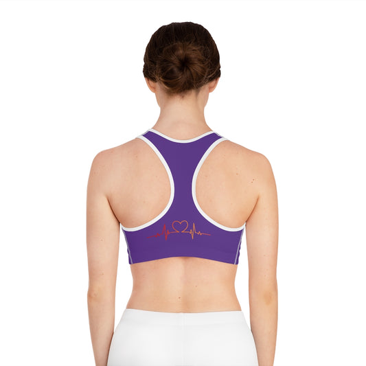 Nurse Themed Sports Bra (Purple) (AOP)