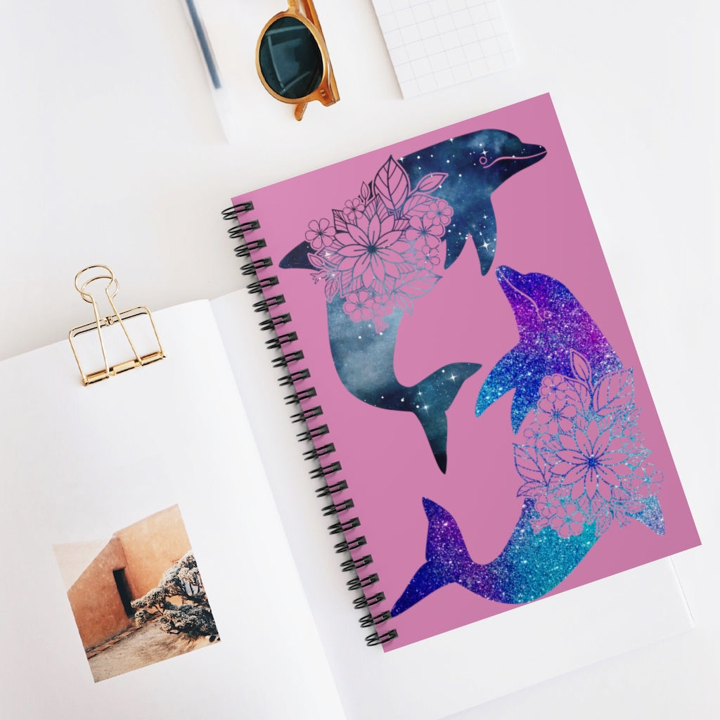 Dolphins Spiral Notebook Pink - Ruled Line