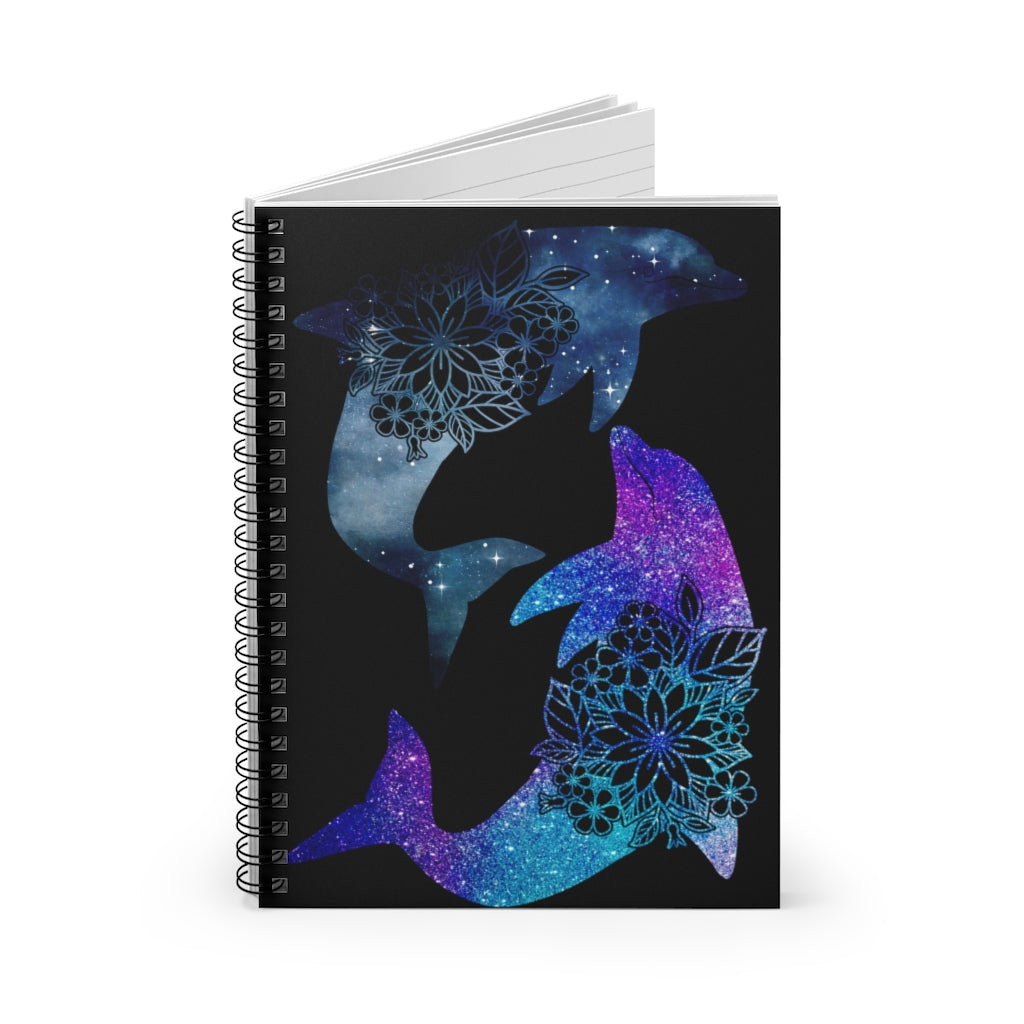 Dolphins Spiral Notebook Black - Ruled Line