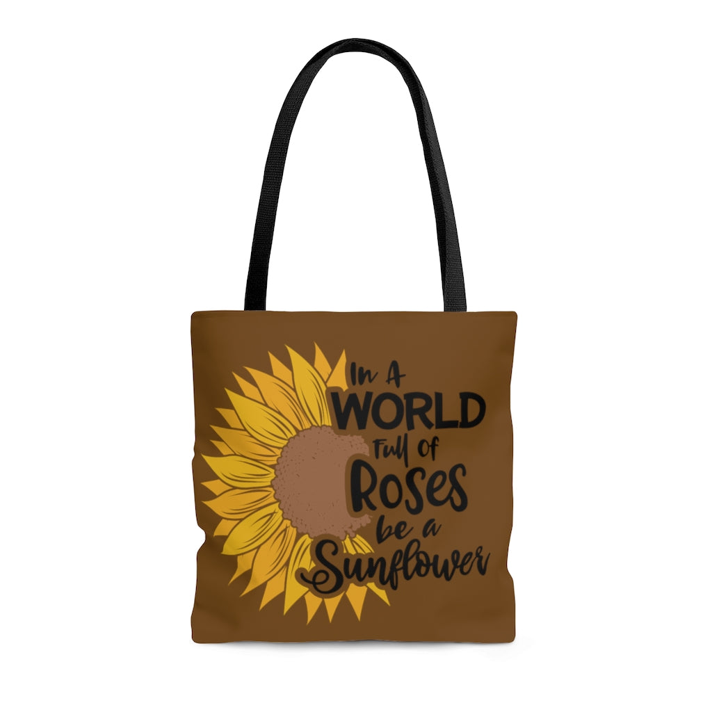 Be A Sunflower Tote Bag (Brown)