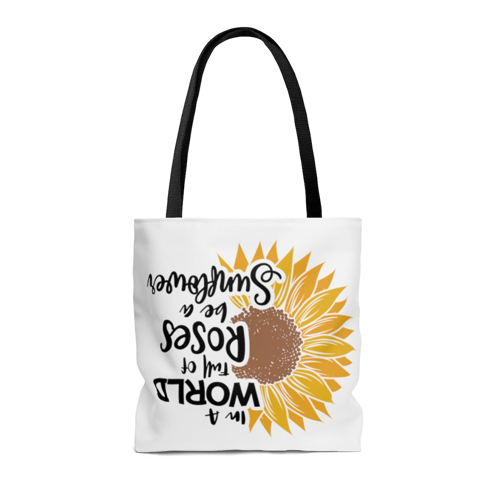 Be A Sunflower Tote Bag (White)