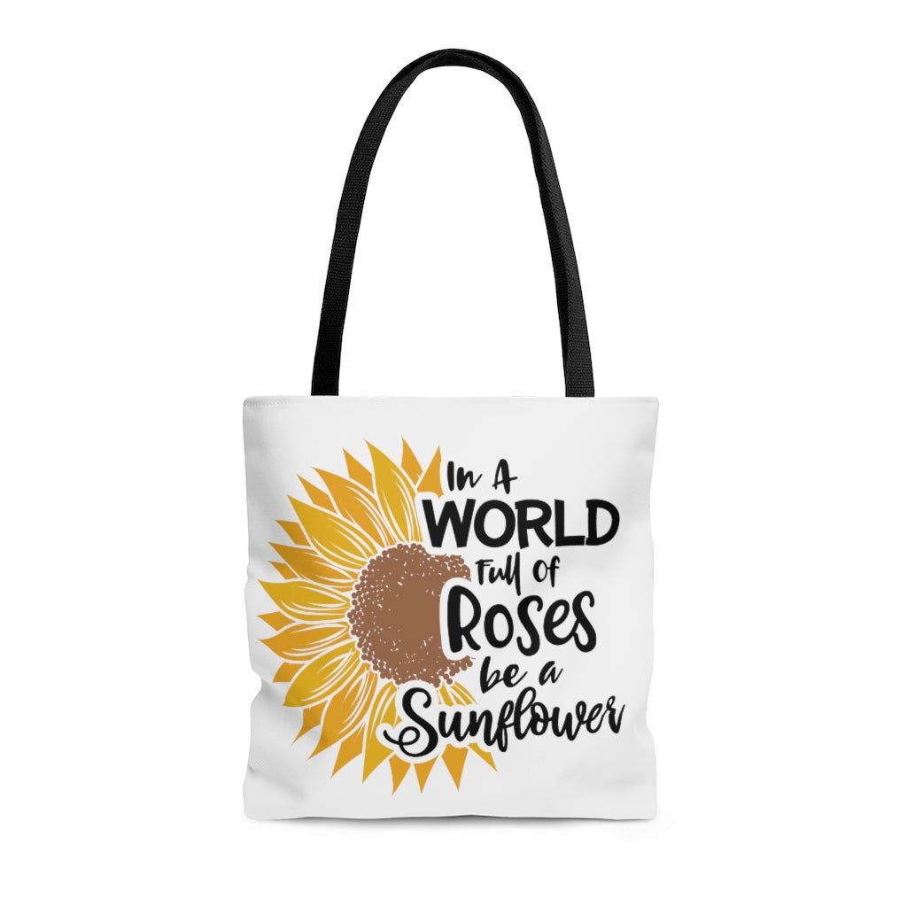 Be A Sunflower Tote Bag (White)