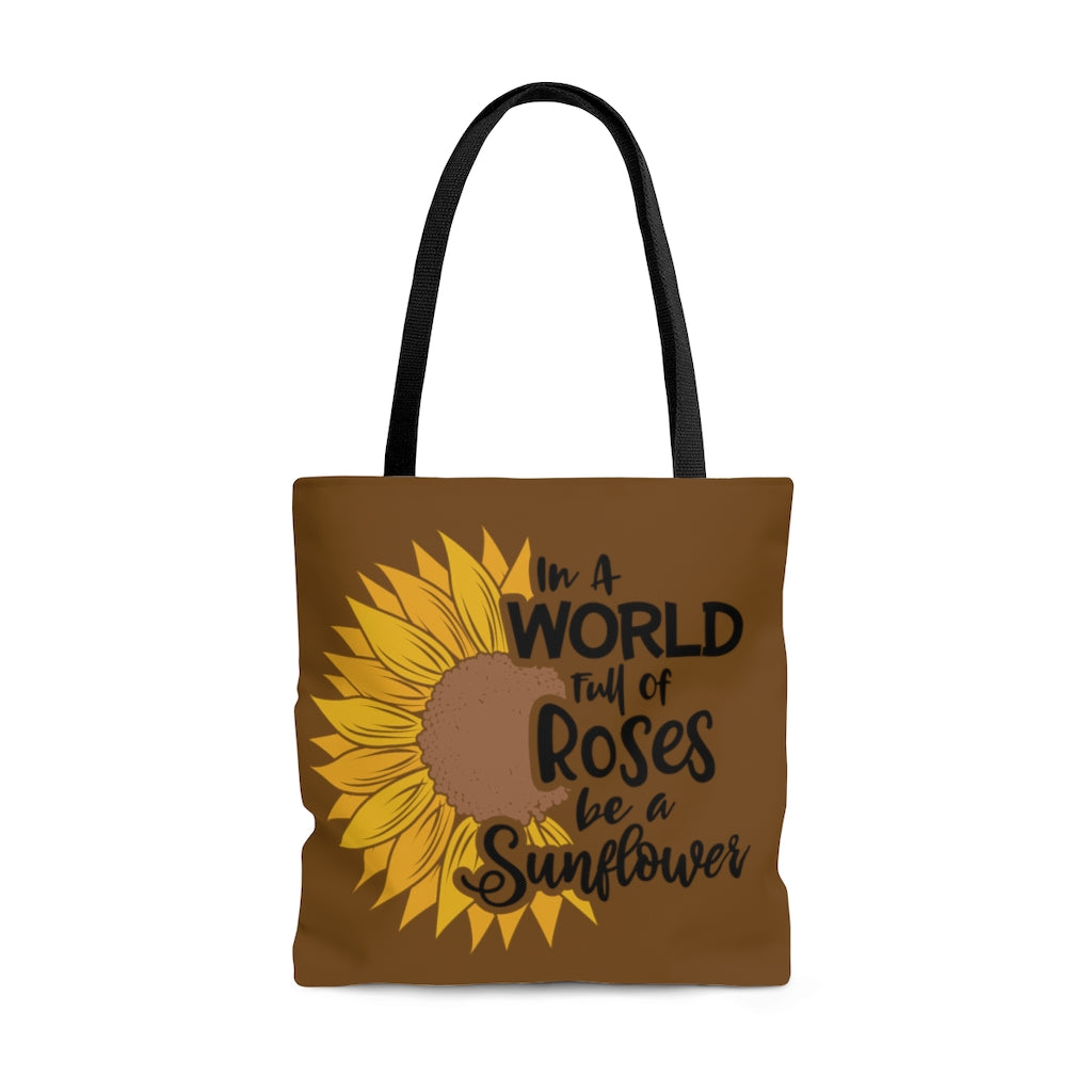 Be A Sunflower Tote Bag (Brown)