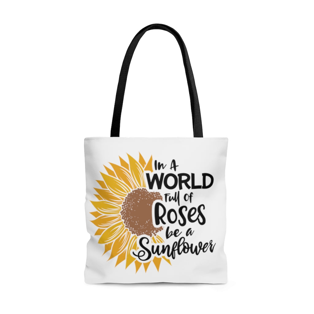 Be A Sunflower Tote Bag (White)