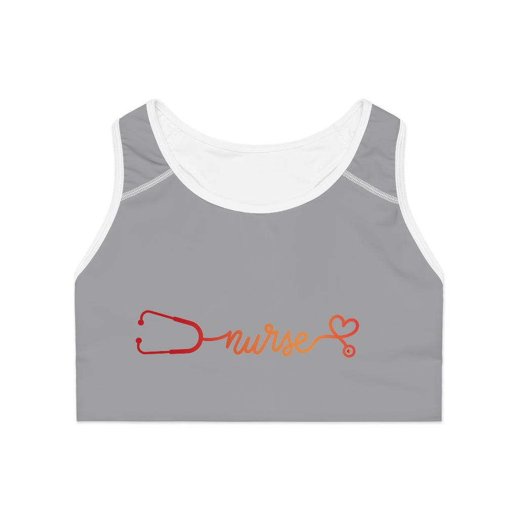 Nurse Themed Sports Bra (Grey) (AOP)