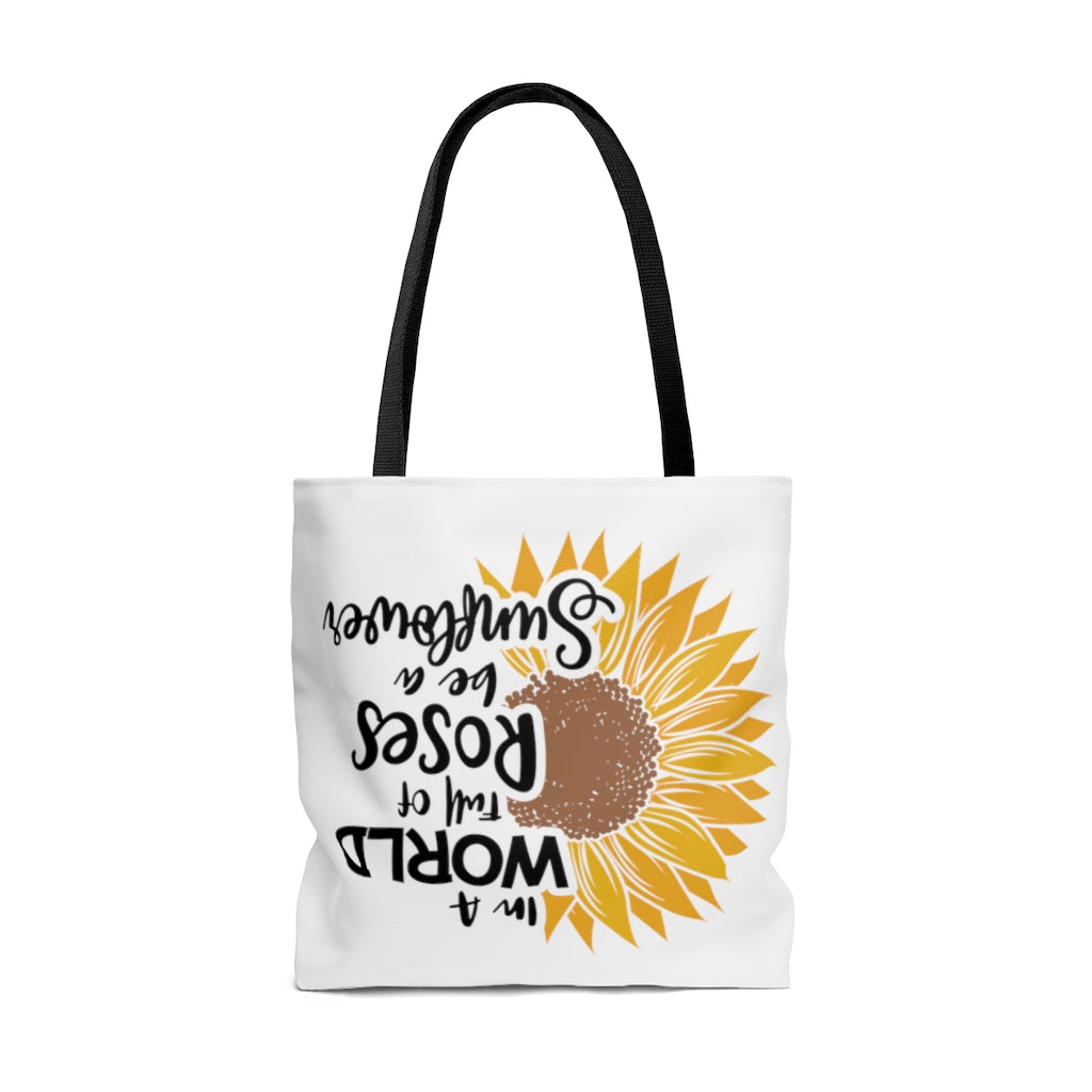 Be A Sunflower Tote Bag (White)