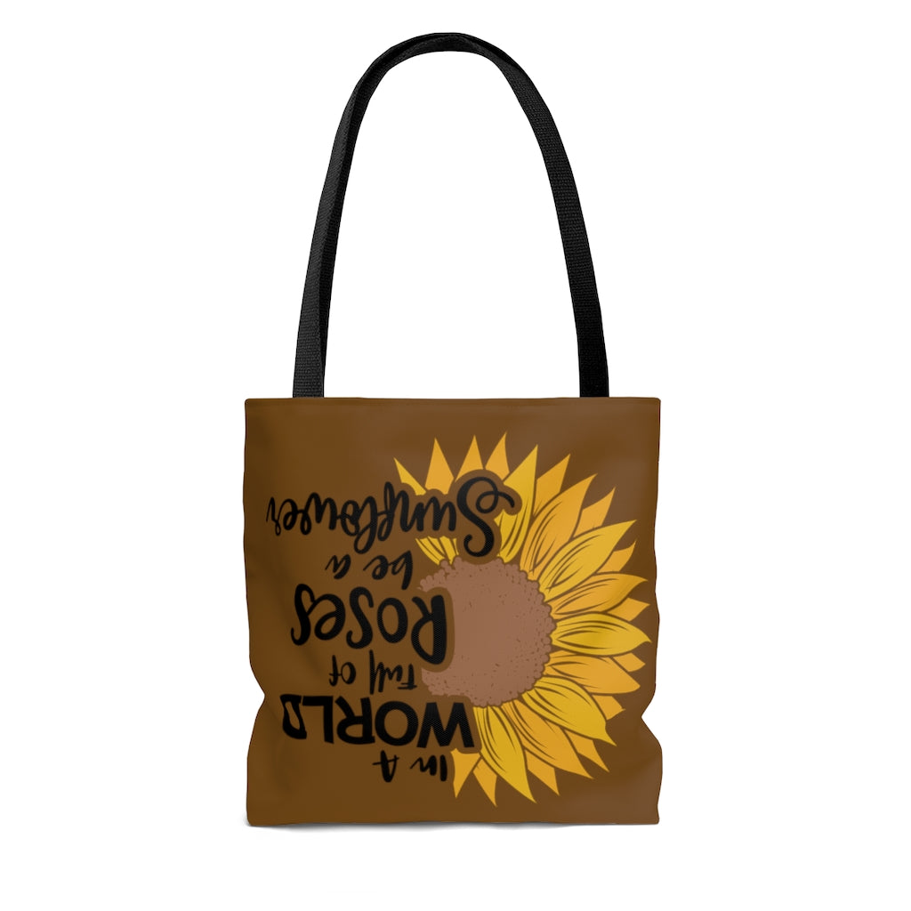 Be A Sunflower Tote Bag (Brown)