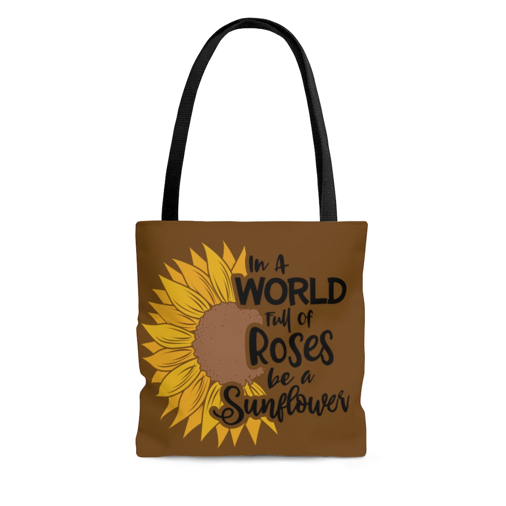 Be A Sunflower Tote Bag (Brown)