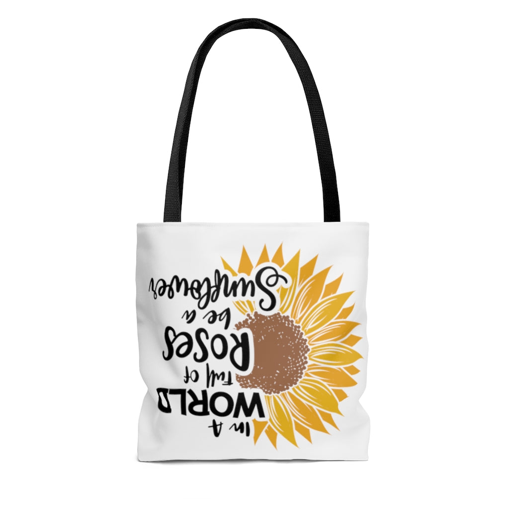 Be A Sunflower Tote Bag (White)