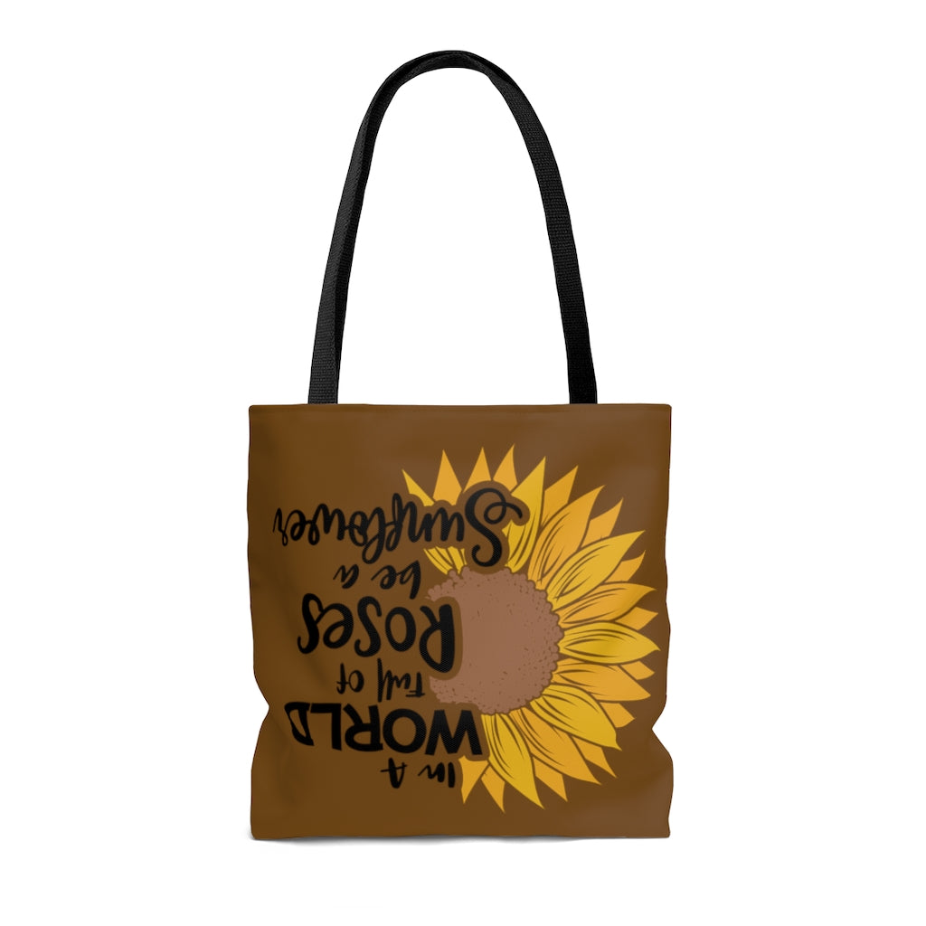 Be A Sunflower Tote Bag (Brown)