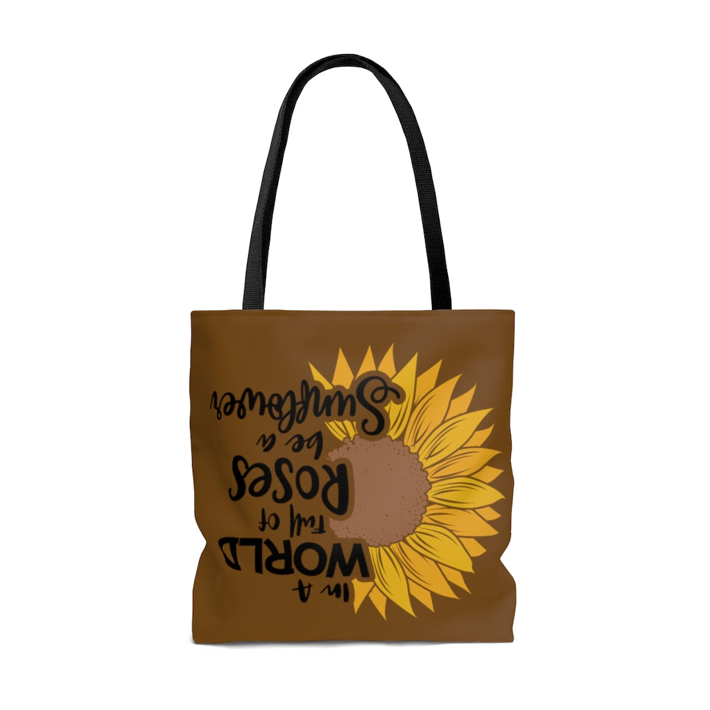 Be A Sunflower Tote Bag (Brown)