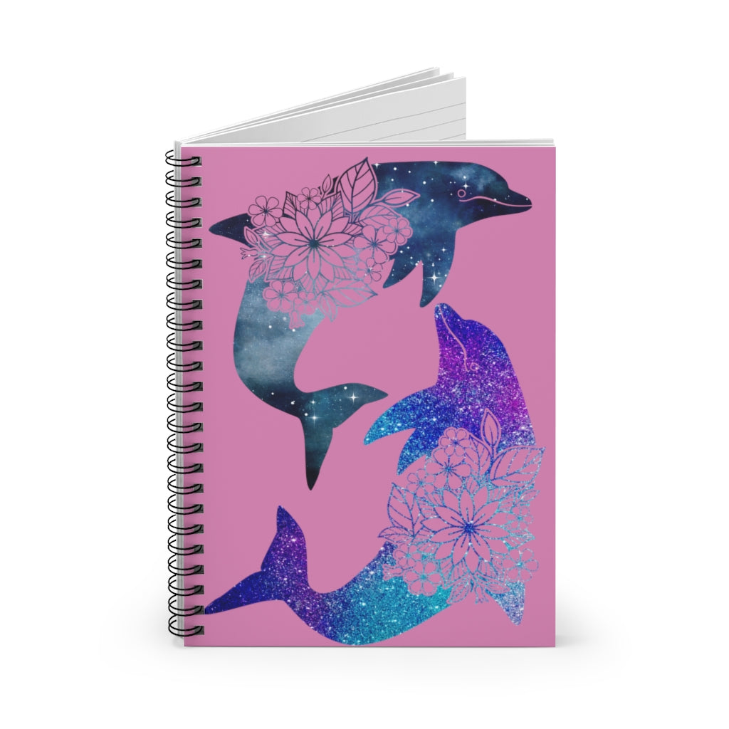 Dolphins Spiral Notebook Pink - Ruled Line