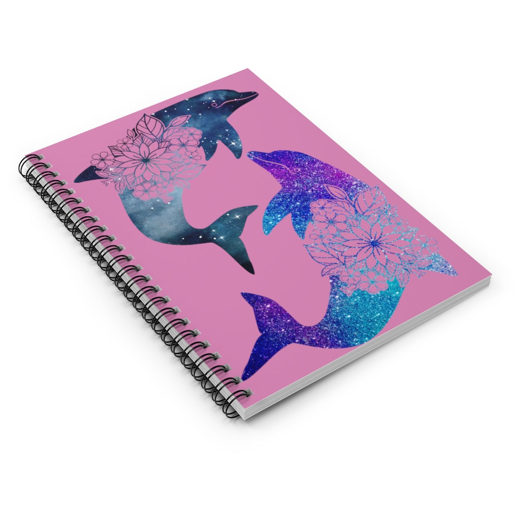 Dolphins Spiral Notebook Pink - Ruled Line