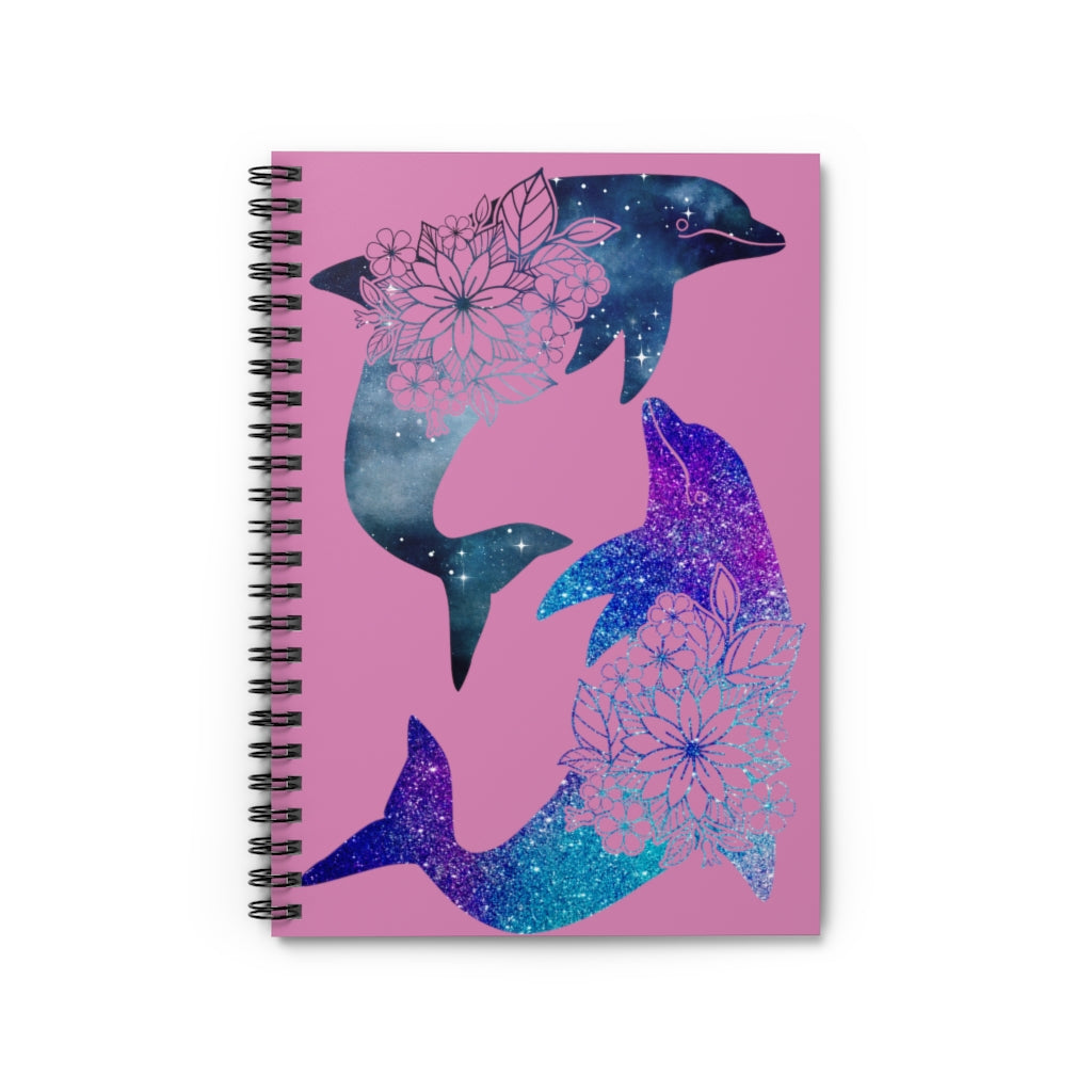 Dolphins Spiral Notebook Pink - Ruled Line