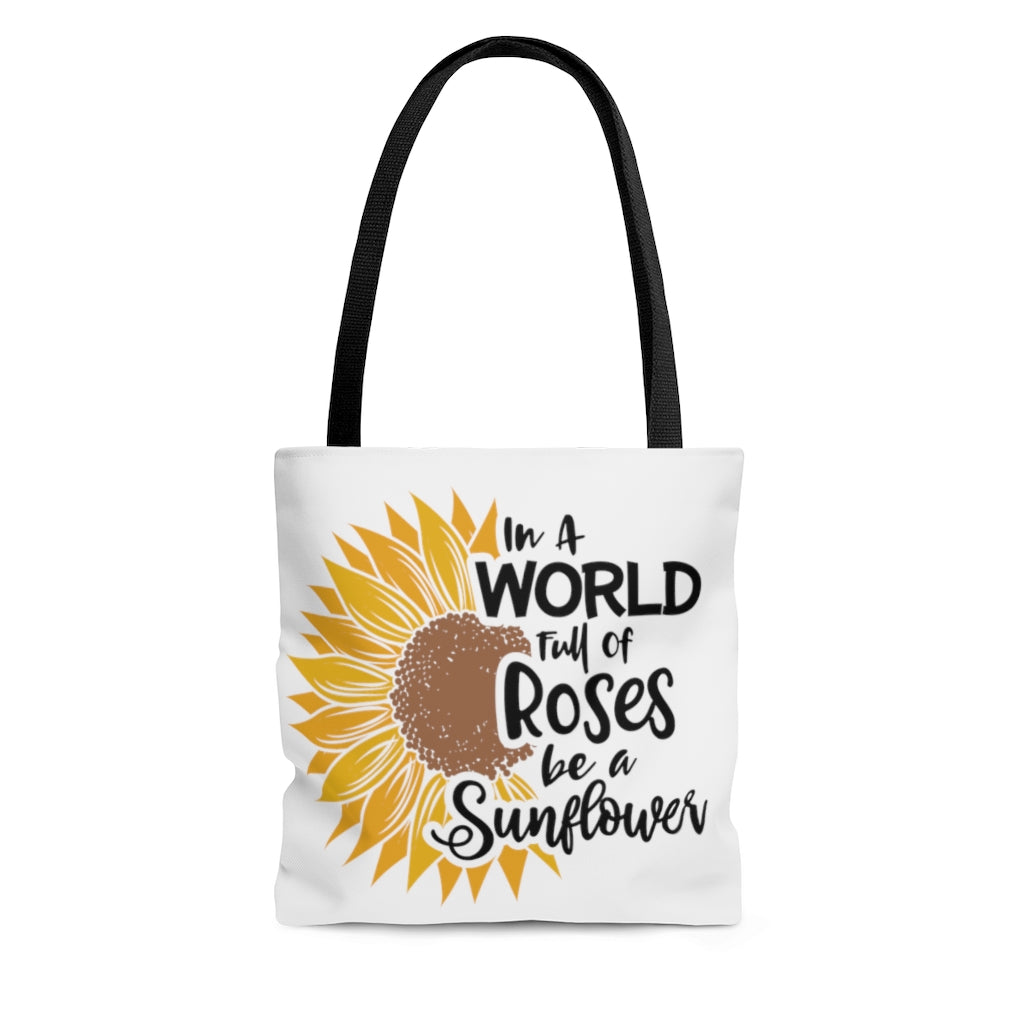 Be A Sunflower Tote Bag (White)