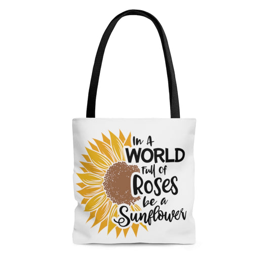 Be A Sunflower Tote Bag (White)