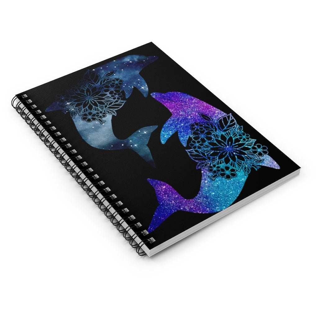 Dolphins Spiral Notebook Black - Ruled Line